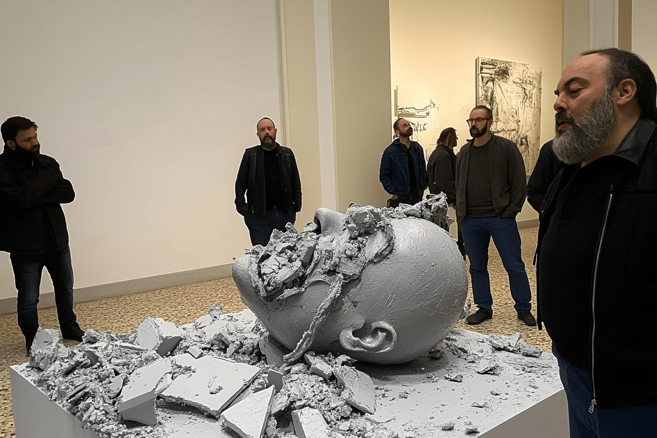 Man-Destroys-Ai-Weiwei-Sculpture-at-Italy-Art-Show-Opening